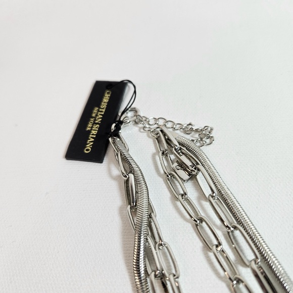 Christian Siriano Triple Chain Rockstar Heart Necklace Silver Tone - Picture 5 of 7